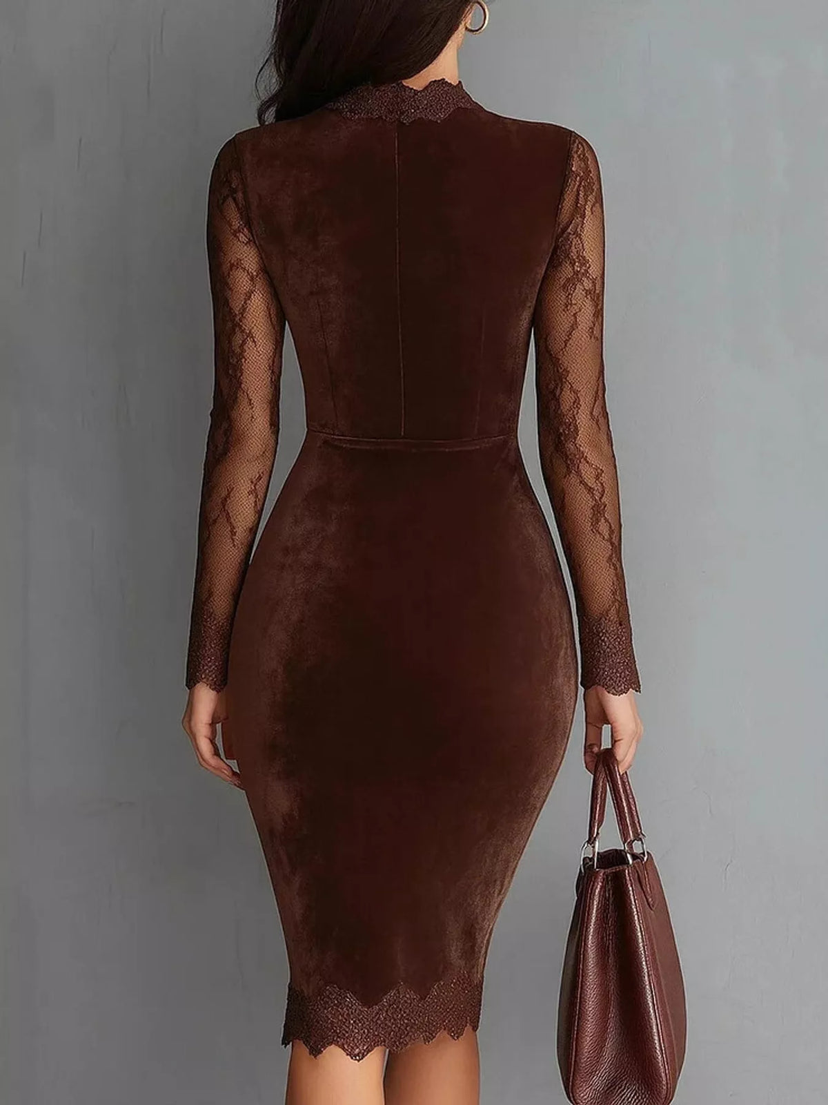 Velvet and lace dress, brown back