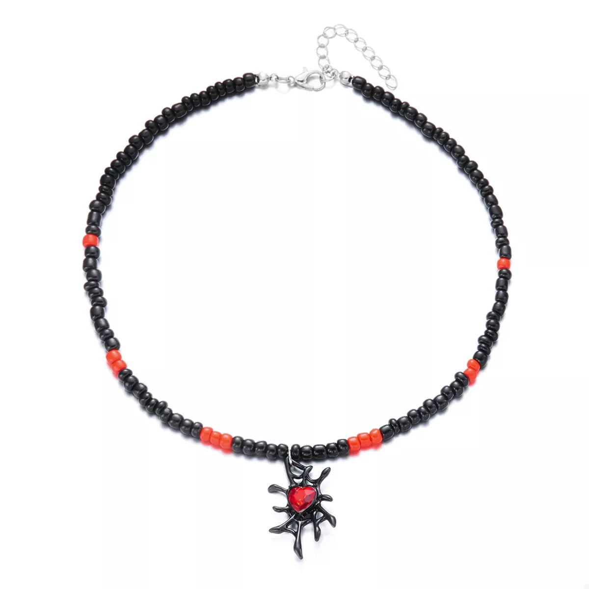 Trendsi Halloween Spider Web Beaded Necklace -