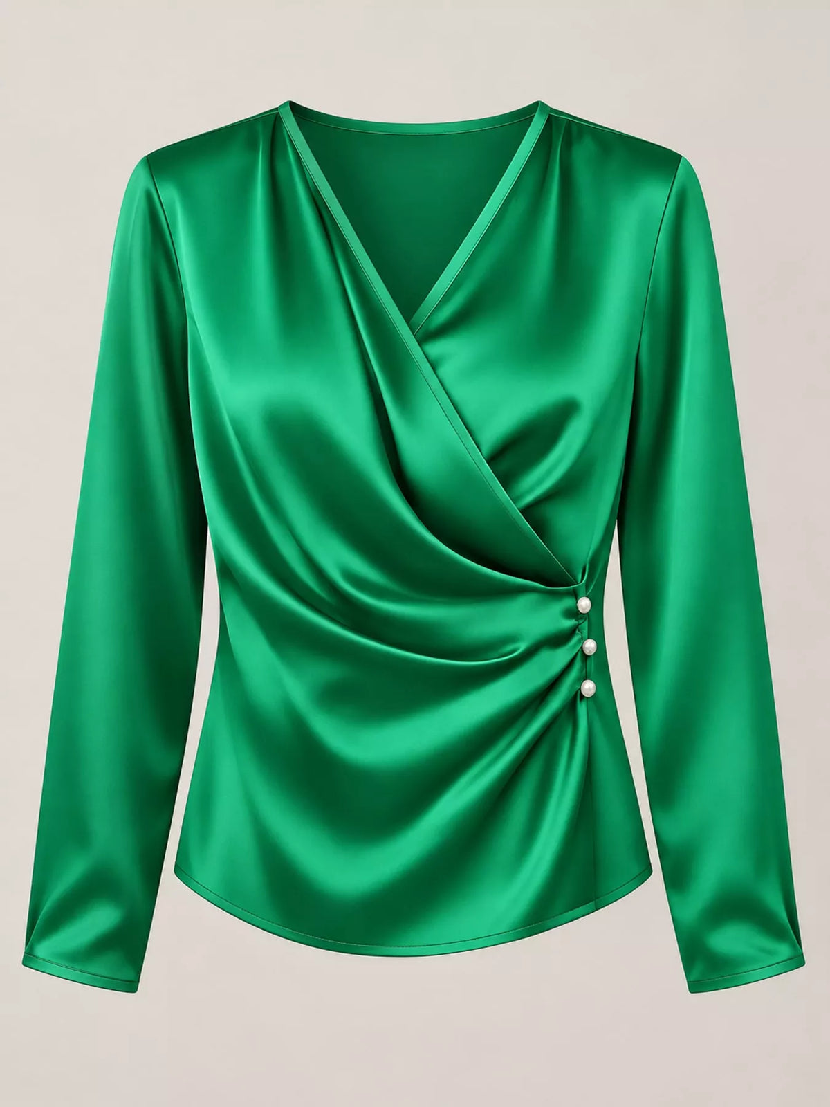 Surplice blouse, green hanging front