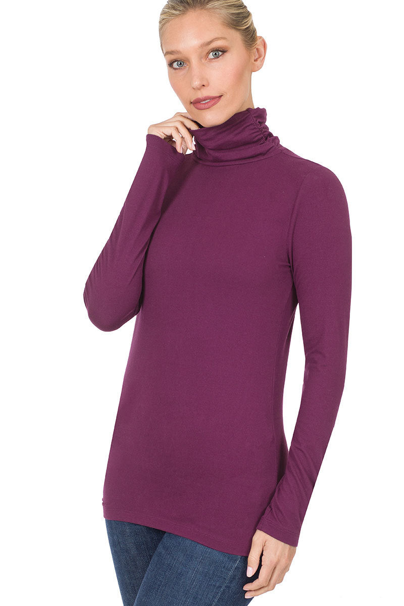 Zenana Long Sleeve Turtle Neck Top - Shirts sb_tops