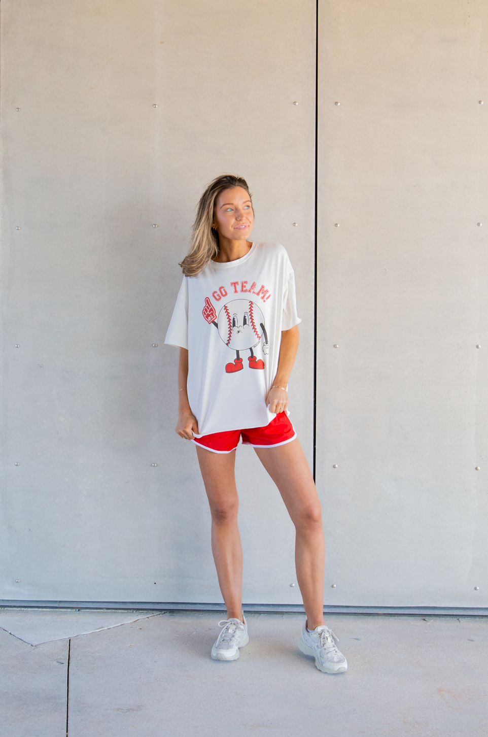 Go Team on White Boxy Tee