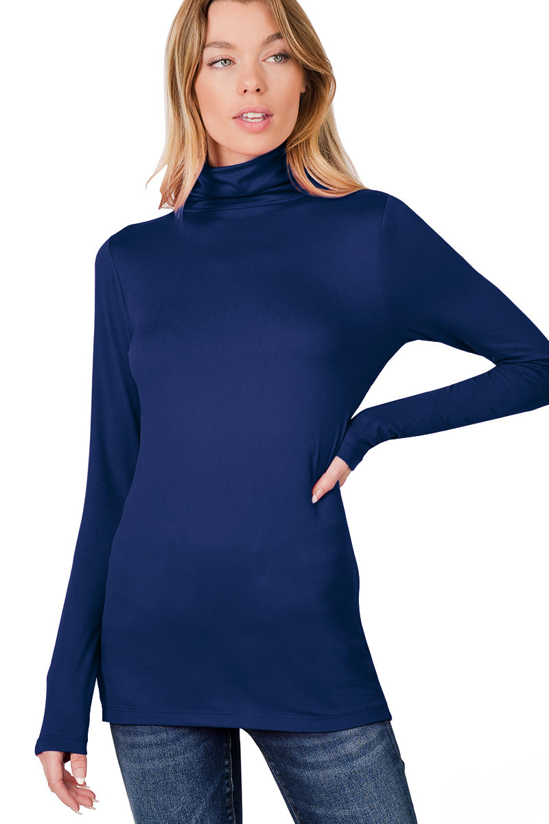 Zenana Long Sleeve Turtle Neck Top - Shirts sb_tops