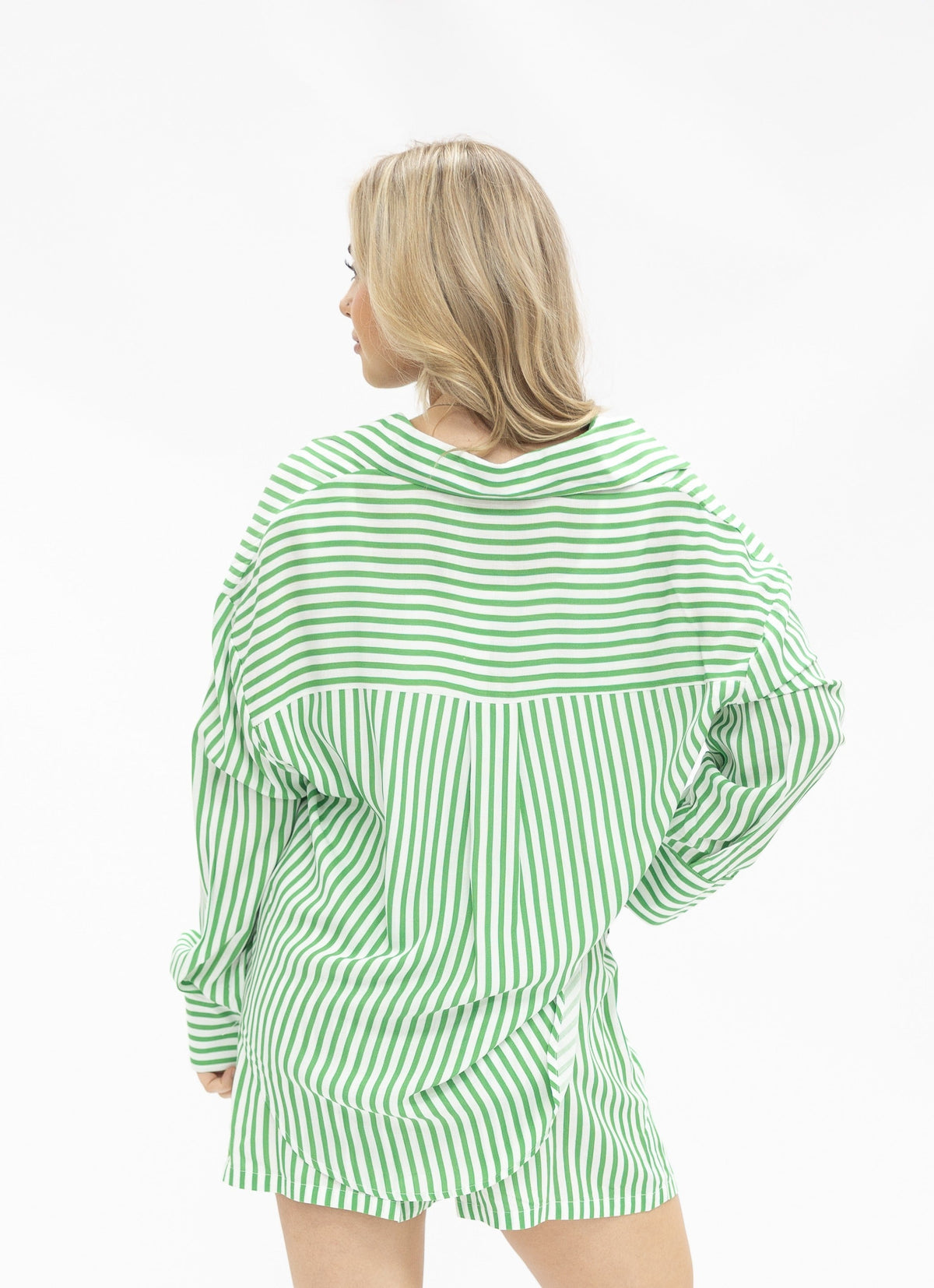 Kathryn Classic Button-Up, Green Stripe
