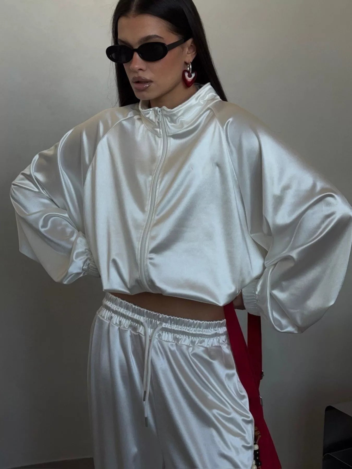 Trendsi Zip Up Raglan Sleeve Jacket and Pants Set -