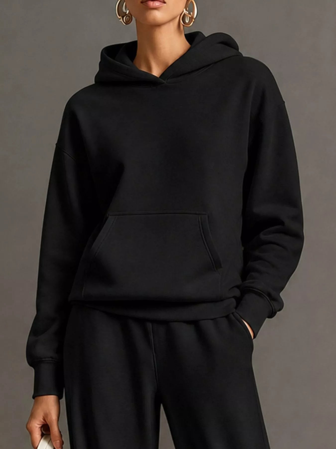 Trendsi Kangaroo Pocket Hoodie and Pants Set -