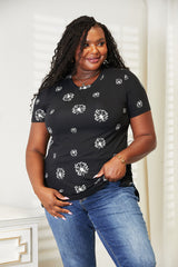 Trendsi Double Take Dandelion Print Round Neck T-Shirt - Pants