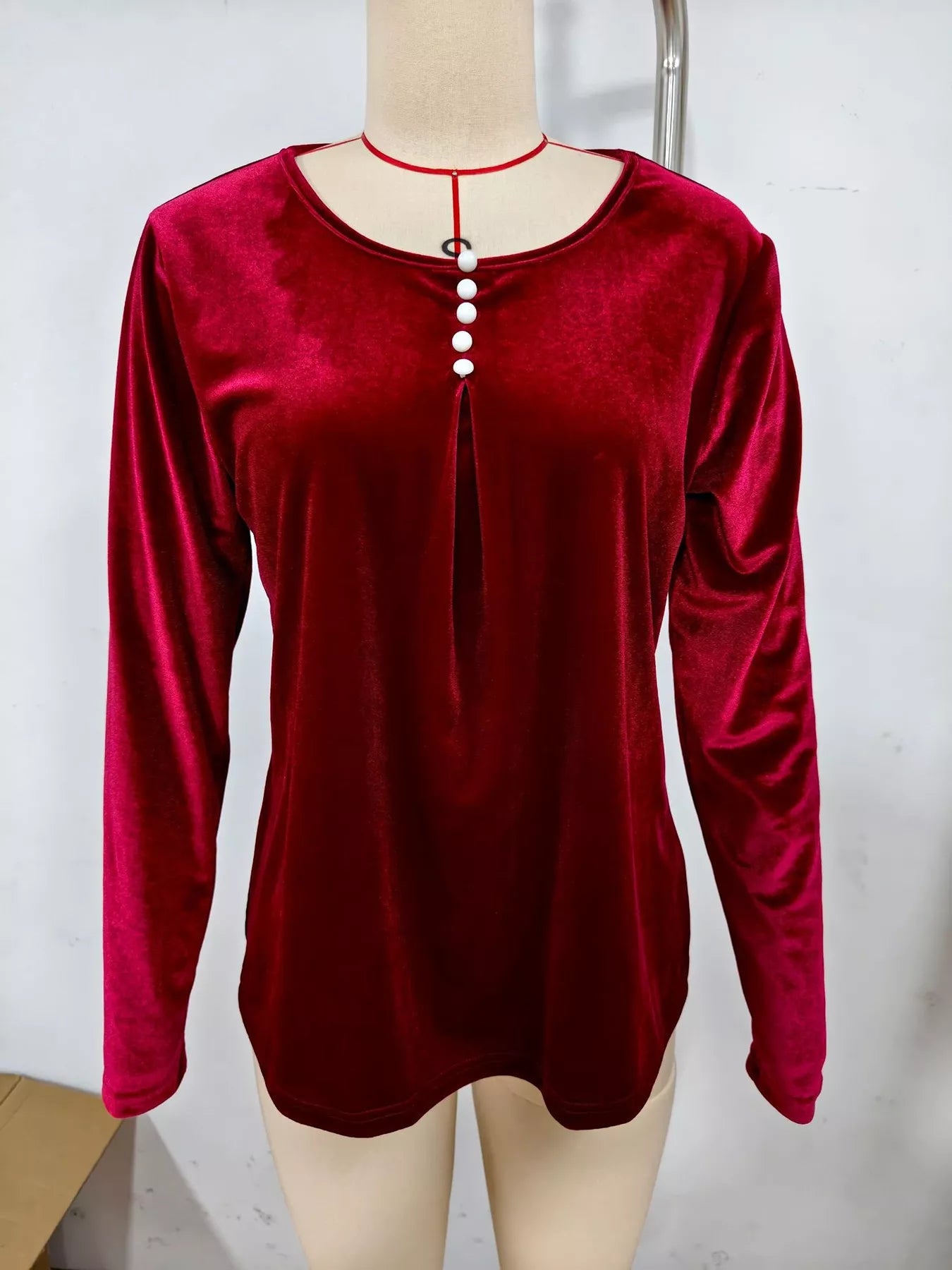 Trendsi Velvet Long Sleeve Ruched Top -