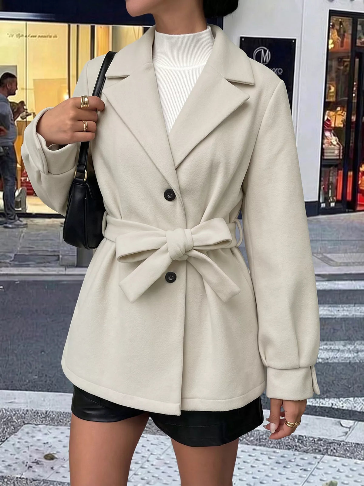 Belted lapel jacket