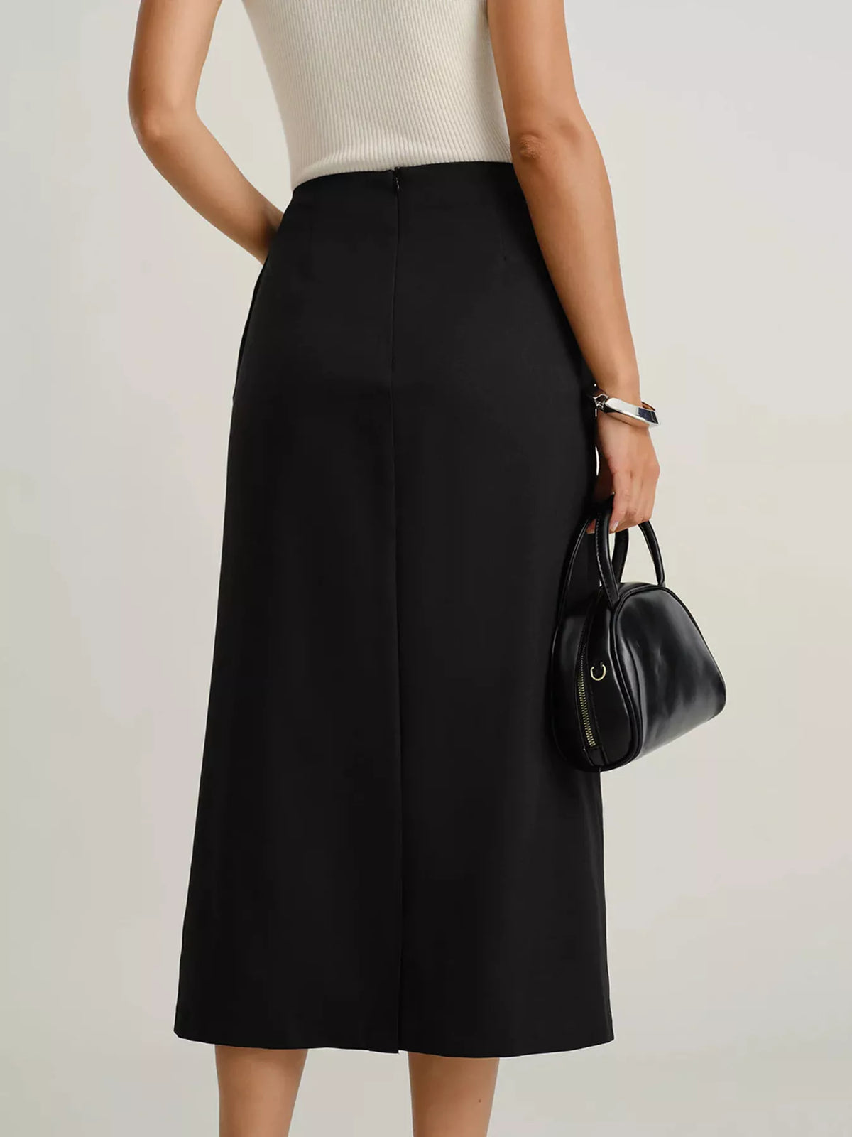 Trendsi Button-Front Pocketed Midi Skirt -