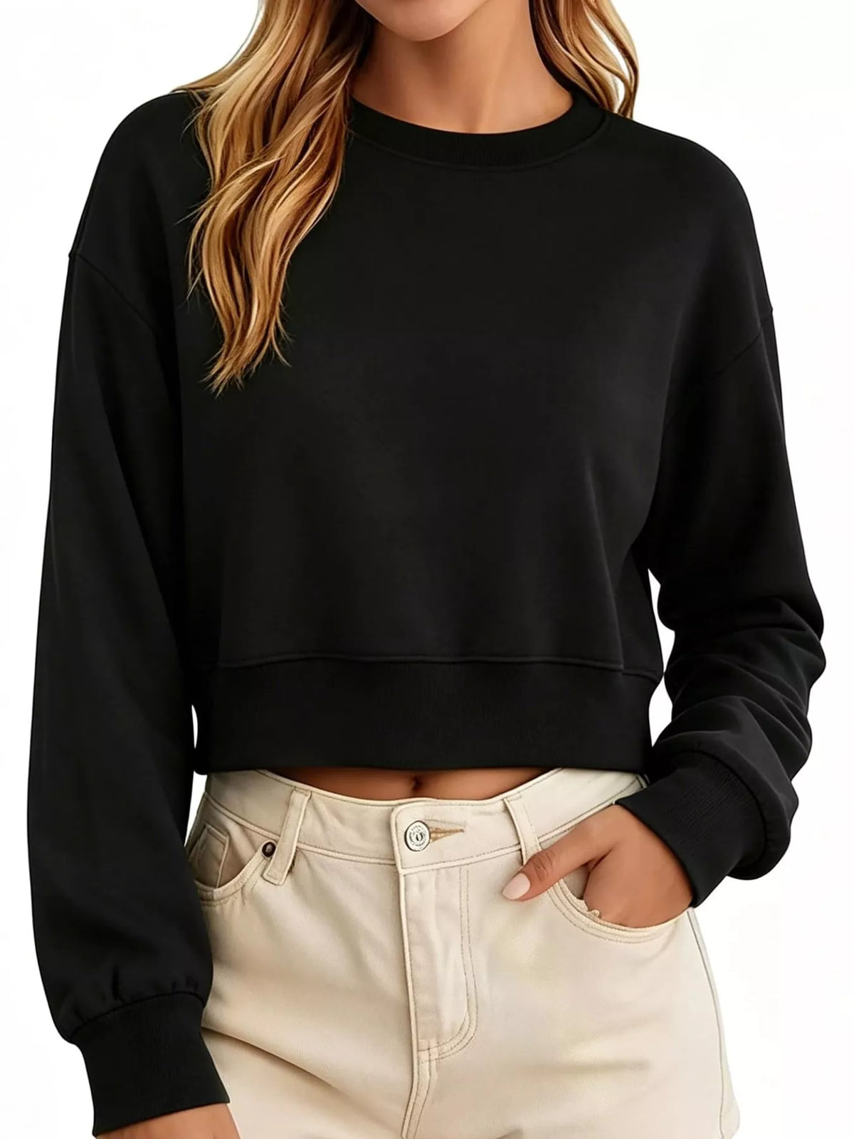 Black long-sleeve sweatshirt