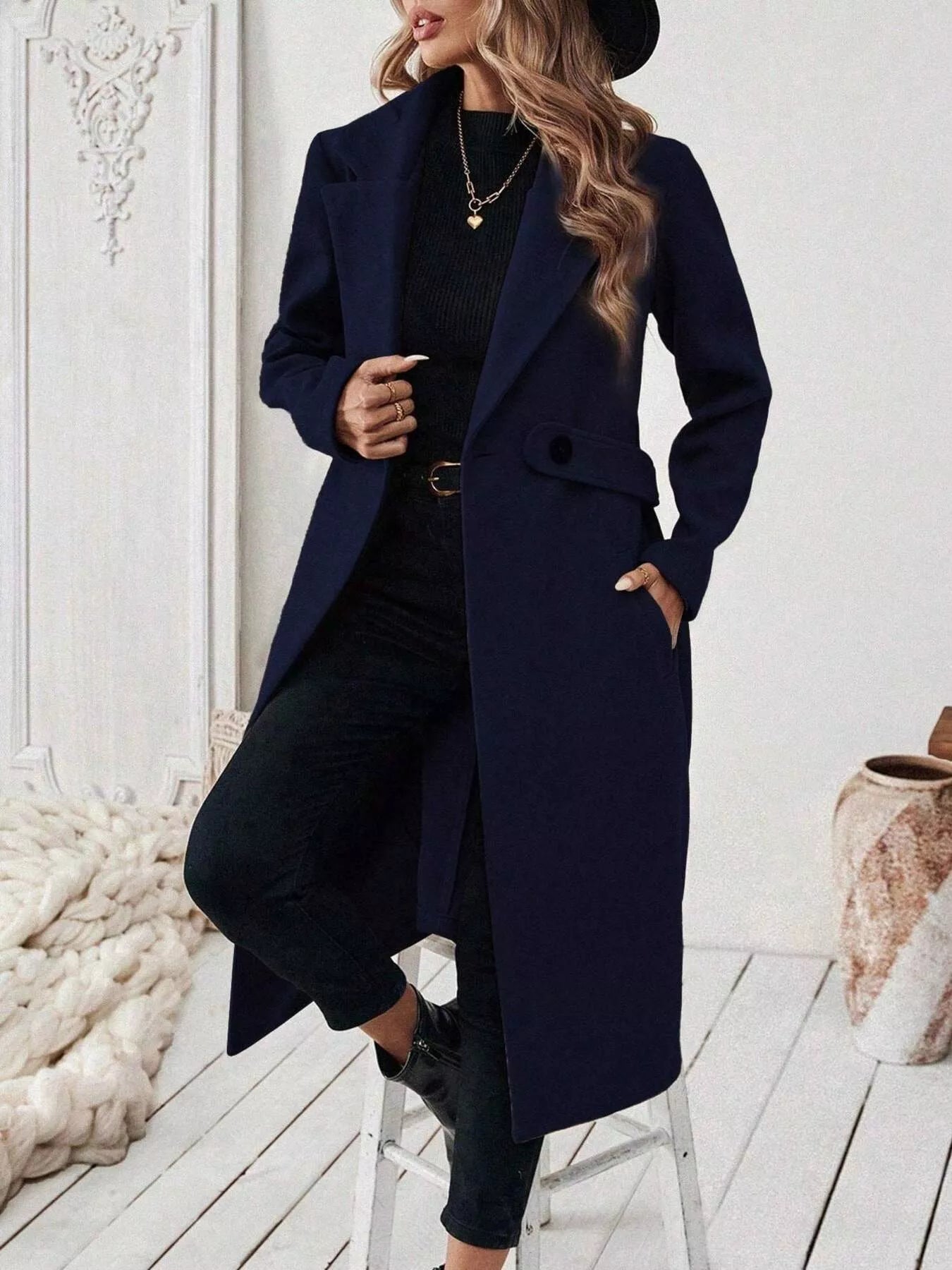 Trendsi Single-Button Longline Coat -