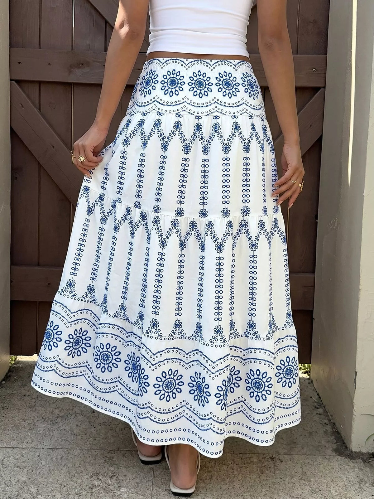 Trendsi Printed Tiered Maxi Skirt -