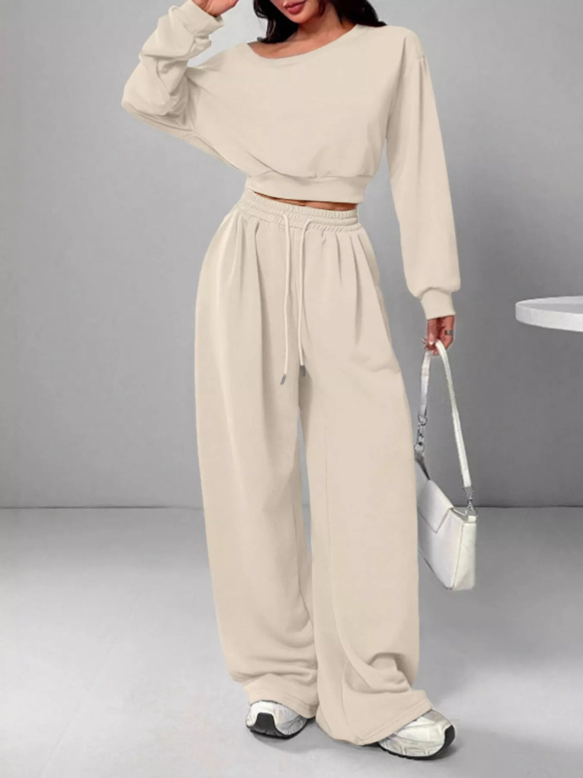 Apricot wide-leg top and pants set
