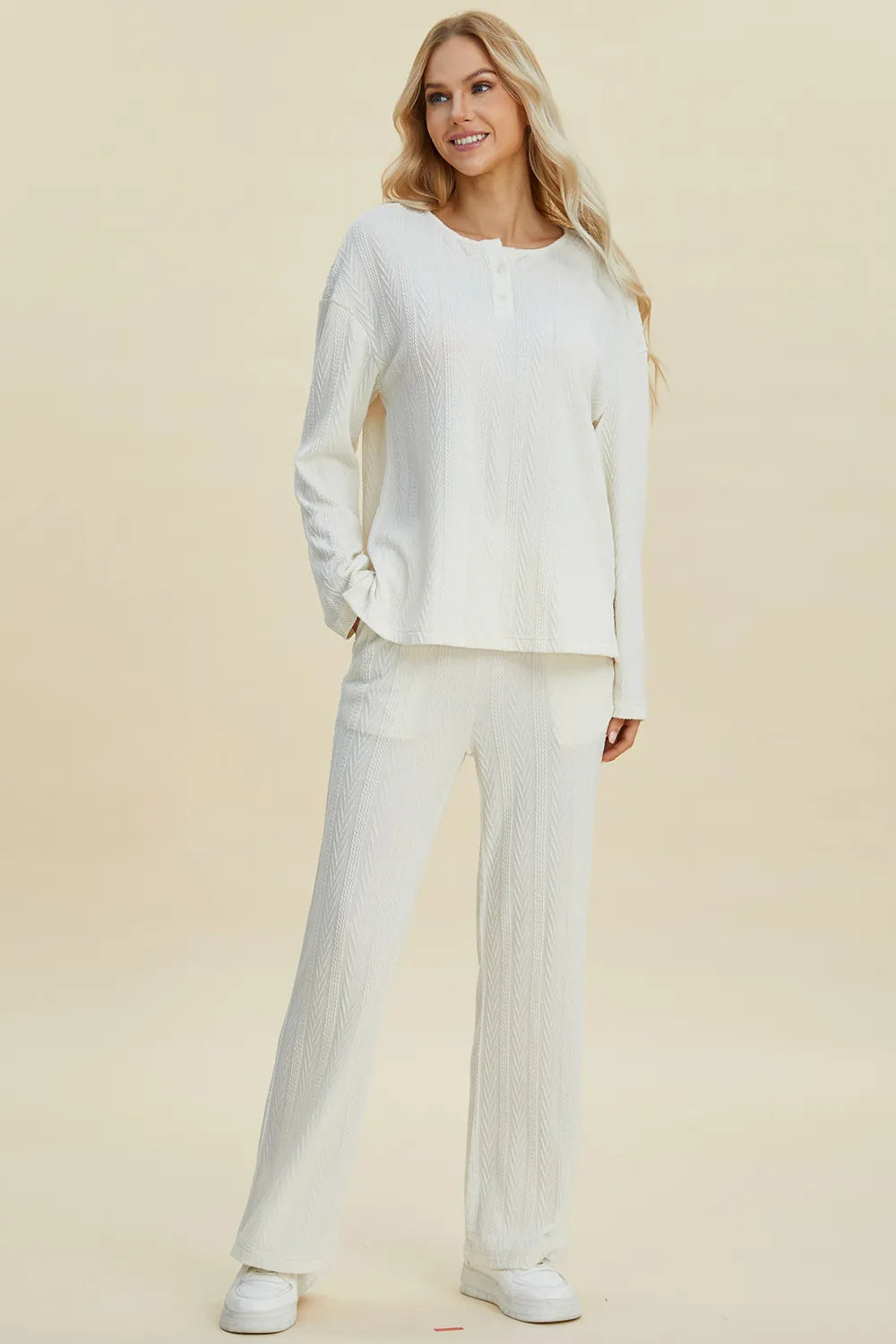 Women's Cable-Knit Long Sleeve Top and Pants Set — product view 4