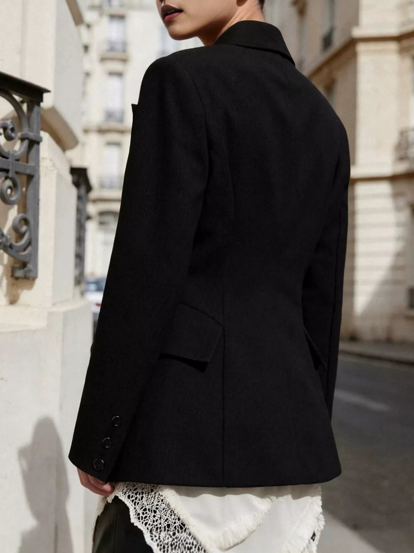Trendsi Double-Breasted Blazer with Flap Pockets -