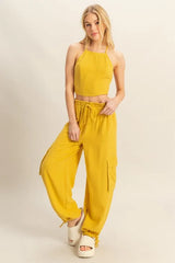 Trendsi HYFVE Crop Top and Cargo Pants Set - Pants
