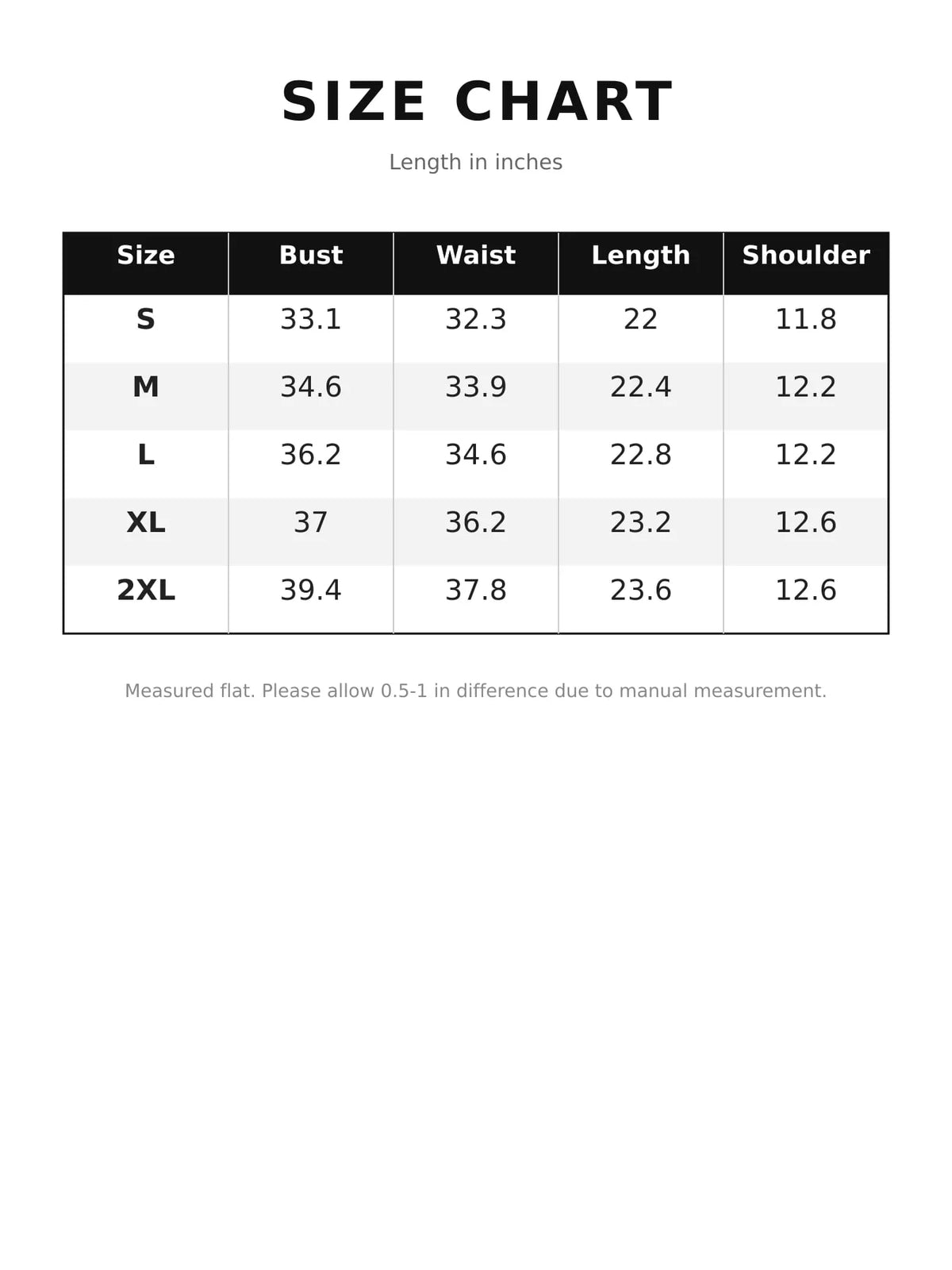Size chart for floral lace sleeveless blouse with scalloped trim