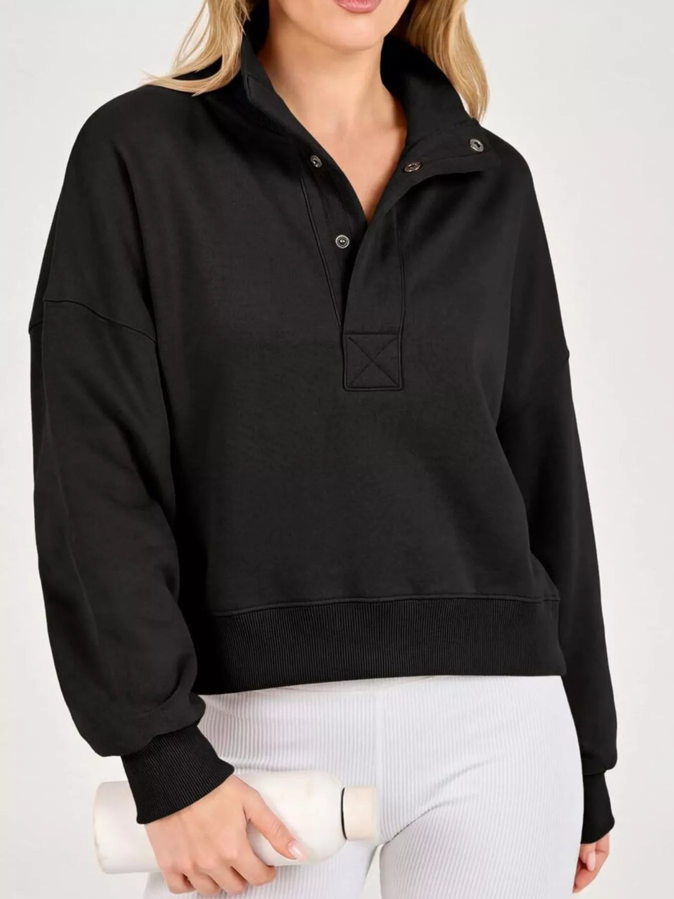 Trendsi Half Snap Dropped Shoulder Sweatshirt -