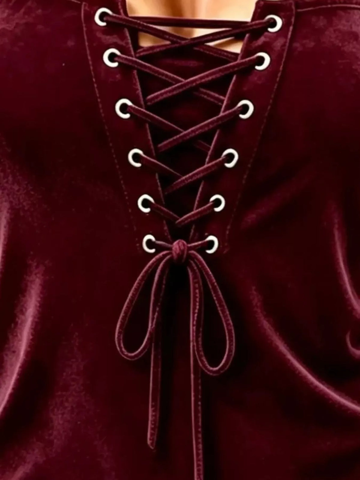 Lace-up long-sleeve slim-fit t-shirt