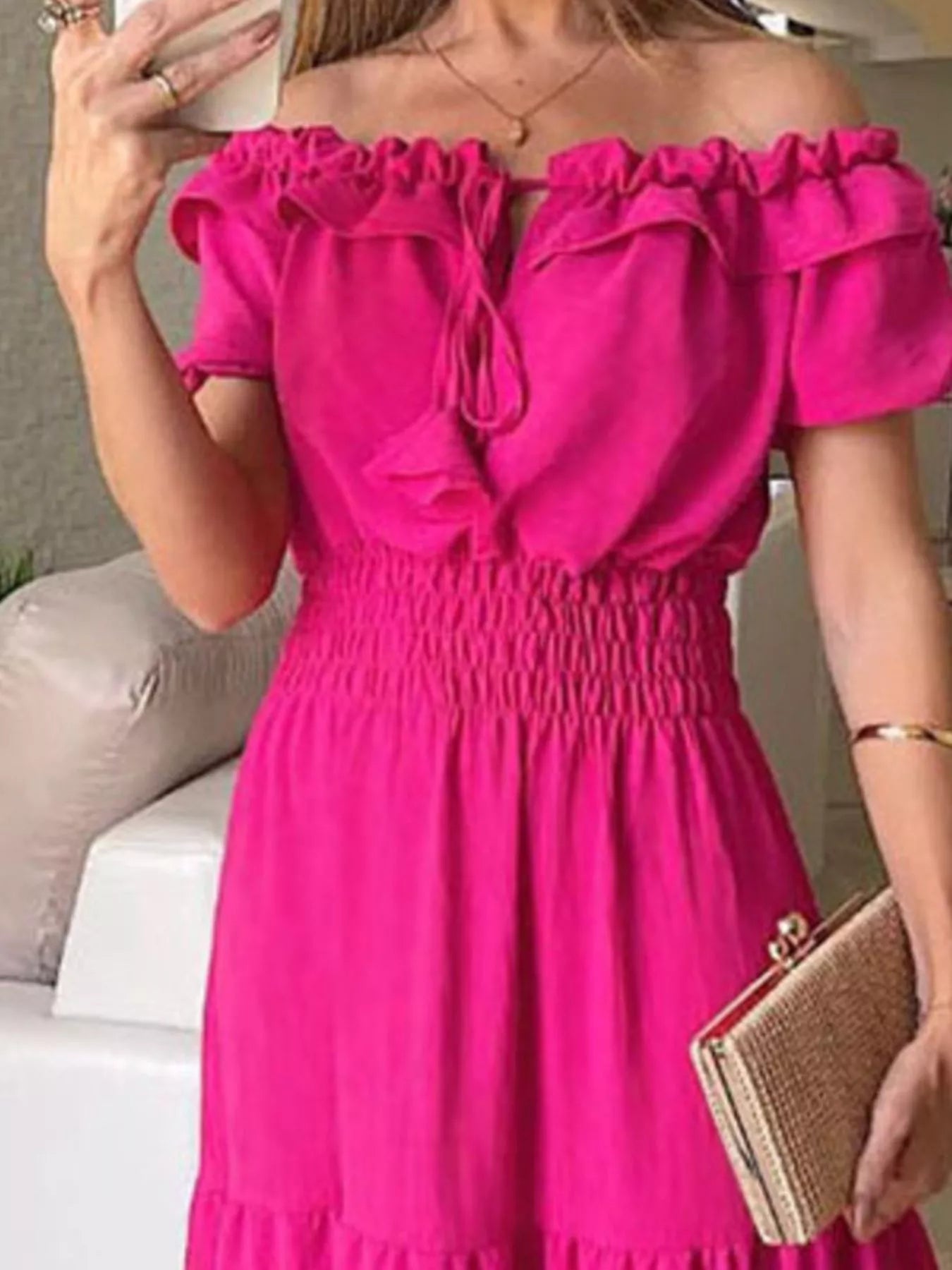 Trendsi Off-Shoulder Ruffled Tiered Maxi Dress -