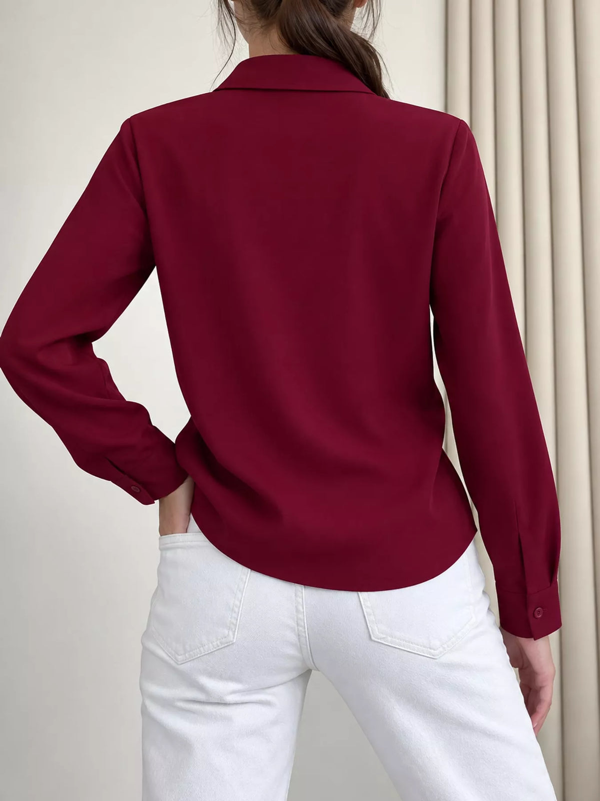 Button-up shirt, burgundy back
