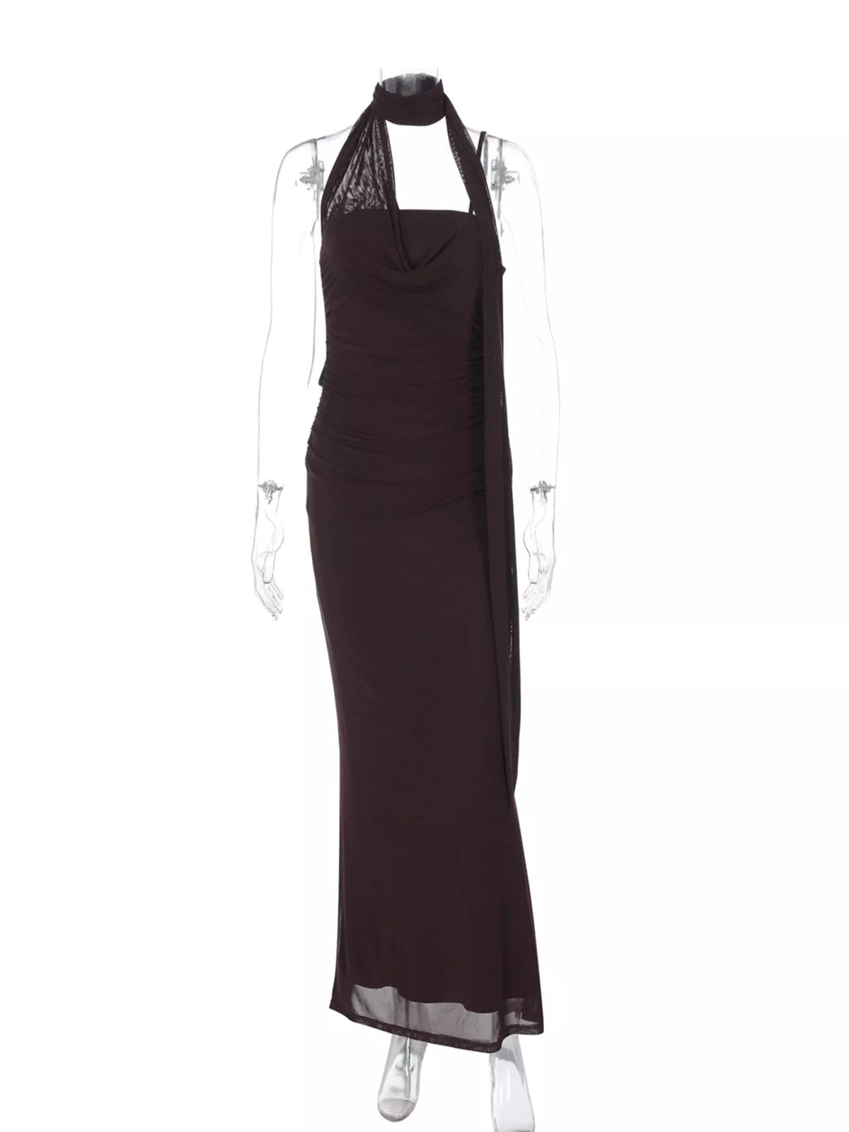 Cowl neck spaghetti-strap maxi dress, product view