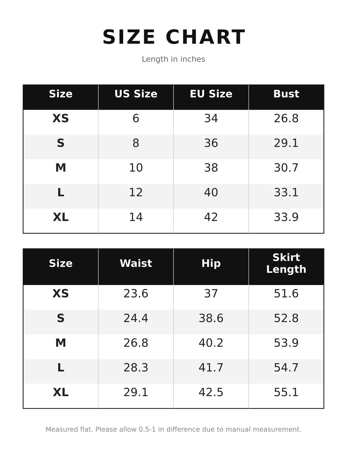 Lace-Up Back Slit Maxi Dress — size and measurement chart