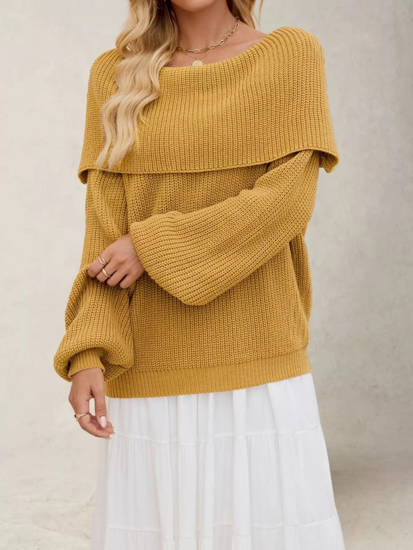 Trendsi Off-Shoulder Long Sleeve Sweater -