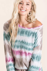 Trendsi BiBi Tie Dye Print Terry Sweatshirt -