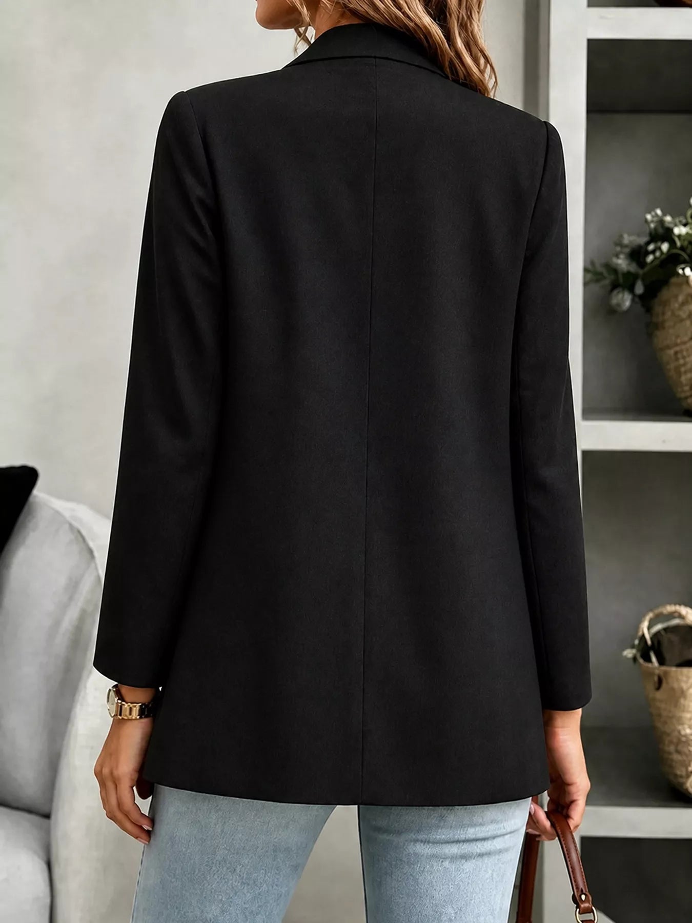 Trendsi Open-Front Long Sleeve Blazer -