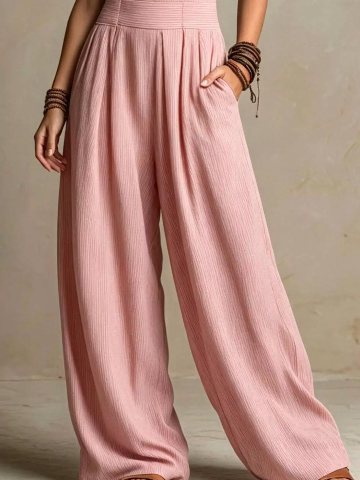Dusty Pink Halter Neck Wide-Leg Jumpsuit back view