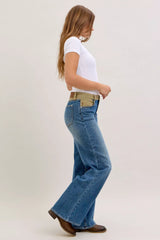 Trendsi Judy Blue MR Column Straight Jeans with Corduroy Waist -