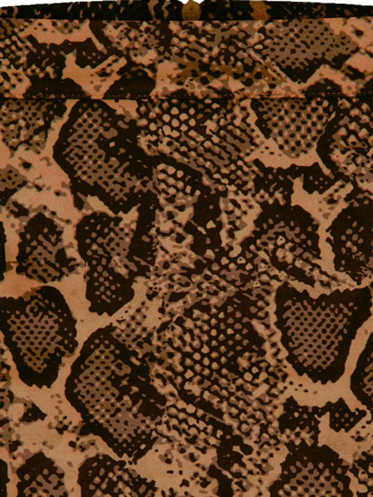 Zip-up mini skirt, brown snakeskin-print waist detail