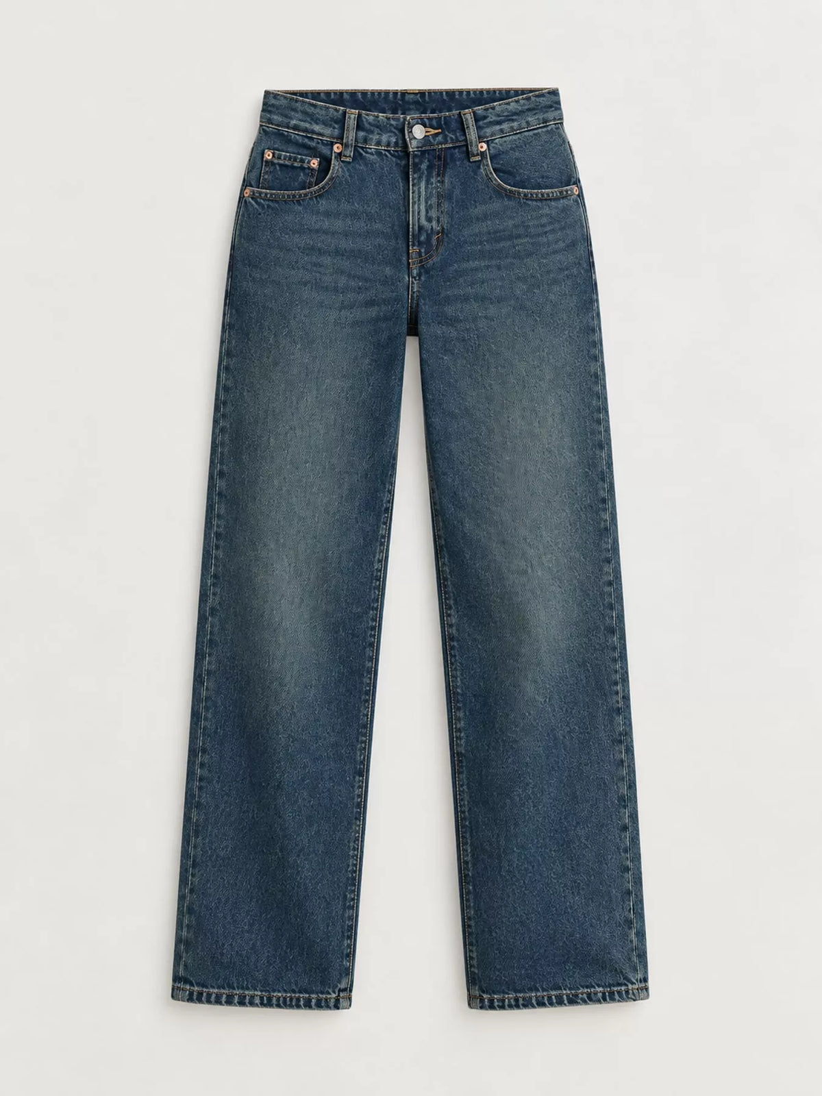 Vintage Wash Low-Rise Wide-Leg Jeans — garment front
