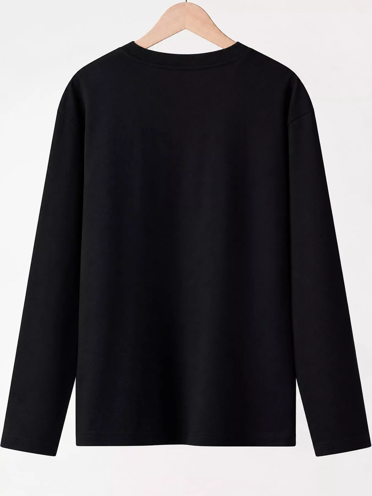 Solid Long-Sleeve Crew Neck T-Shirt — back view