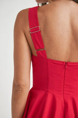 Trendsi MABLE Poplin Square Neckline Bubble Mini Dress -