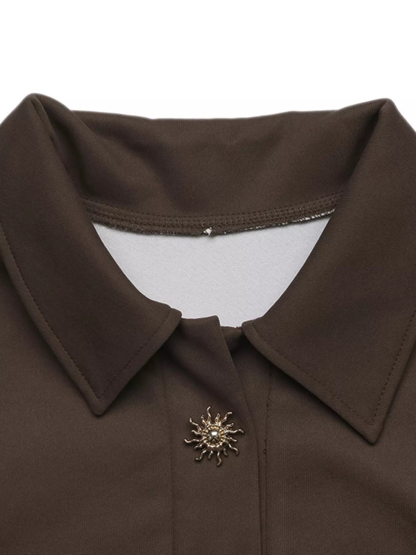 Trendsi Polo Collar Dropped Shoulder Sweatshirt -