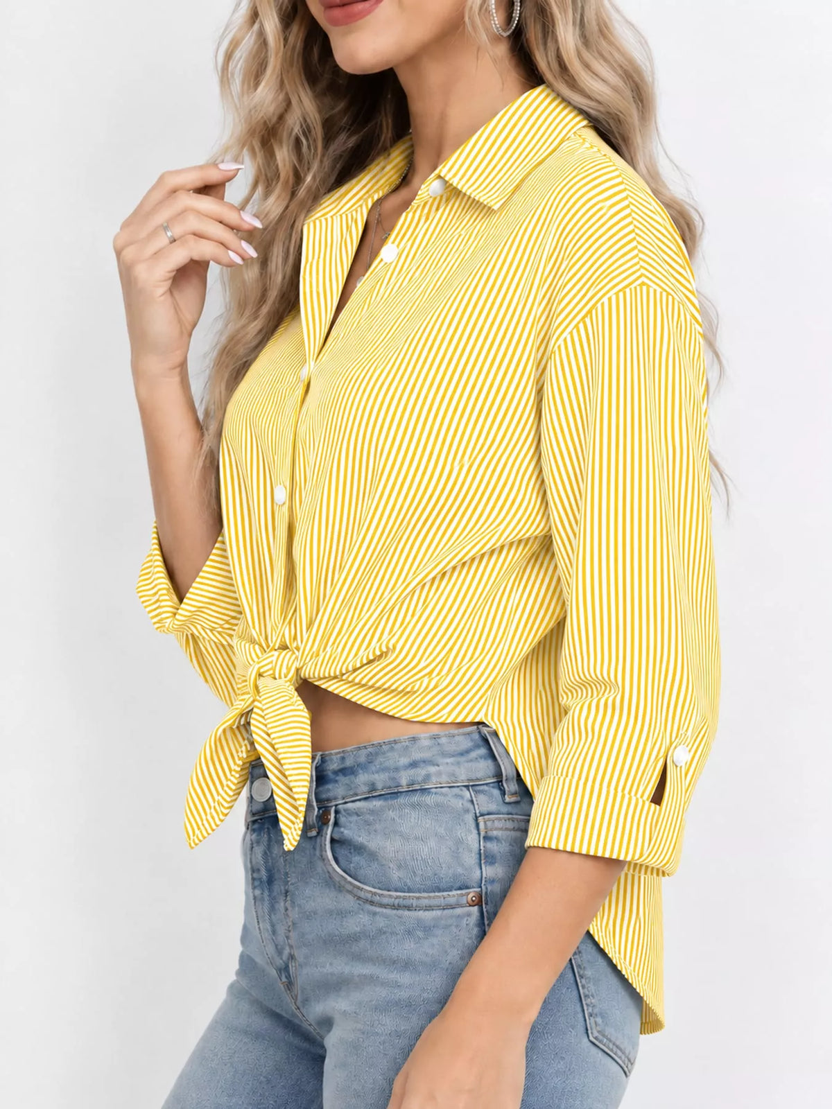 Yellow striped button-down shirt