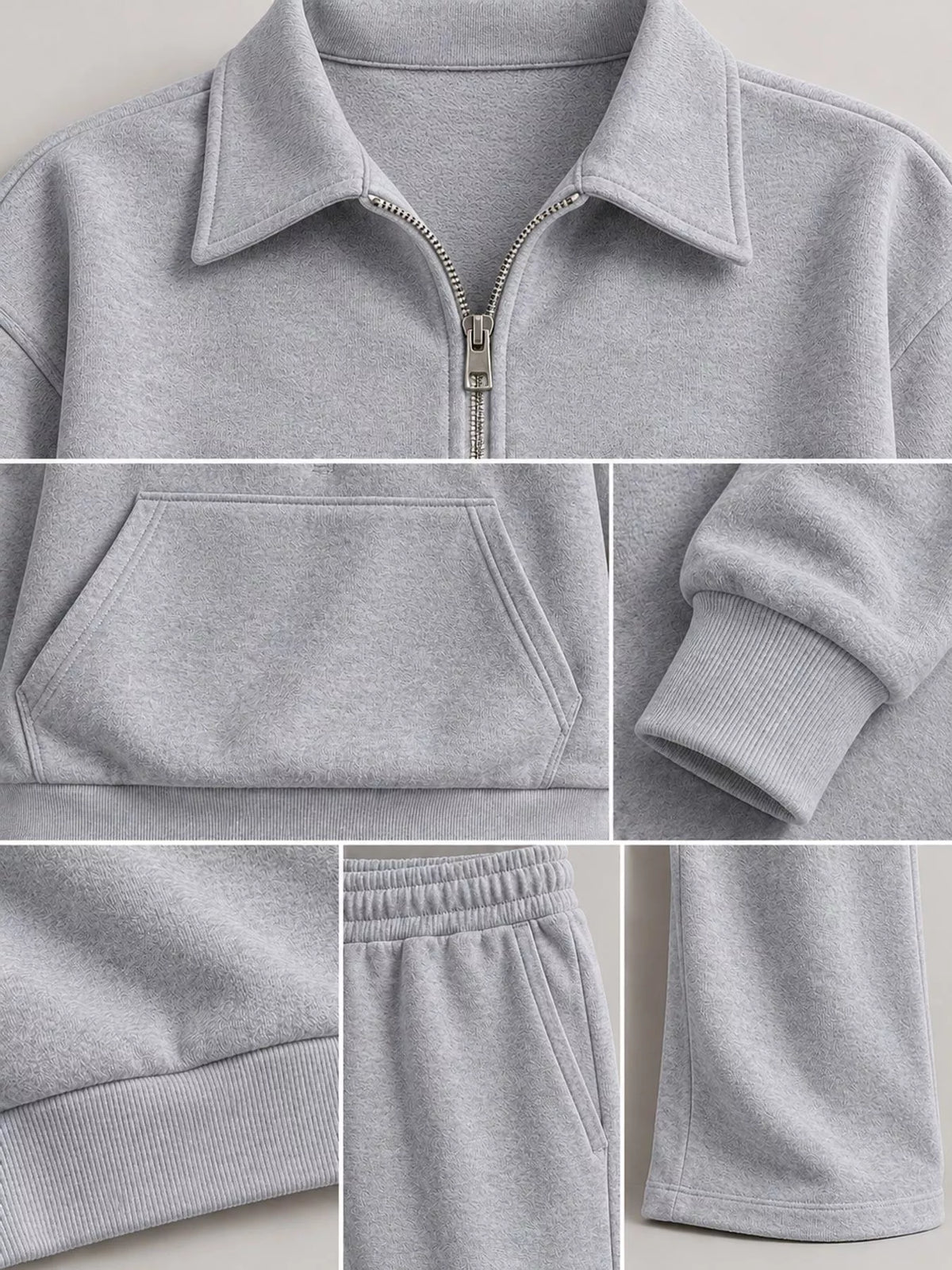 Collared long sleeve outfit set, construction and design details