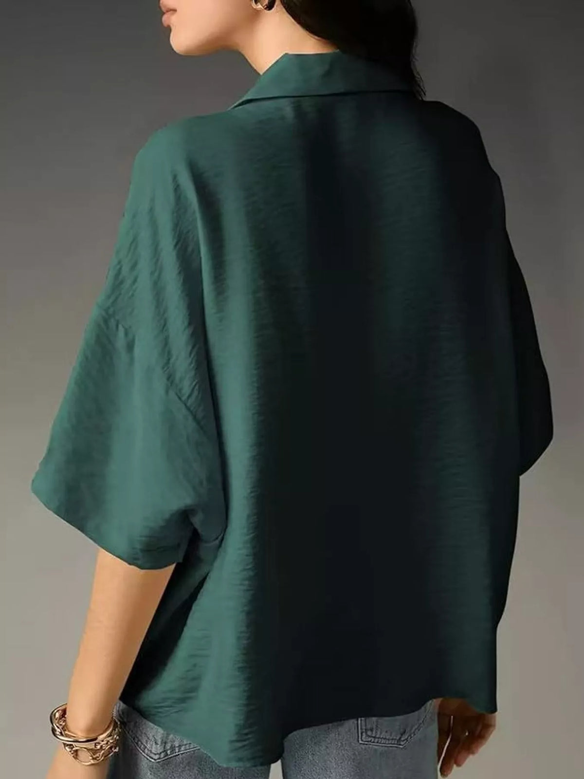 Half-sleeve blouse, green back