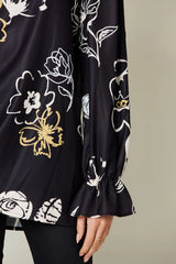 Trendsi Double Take Full Size Printed Flounce Sleeve Blouse -
