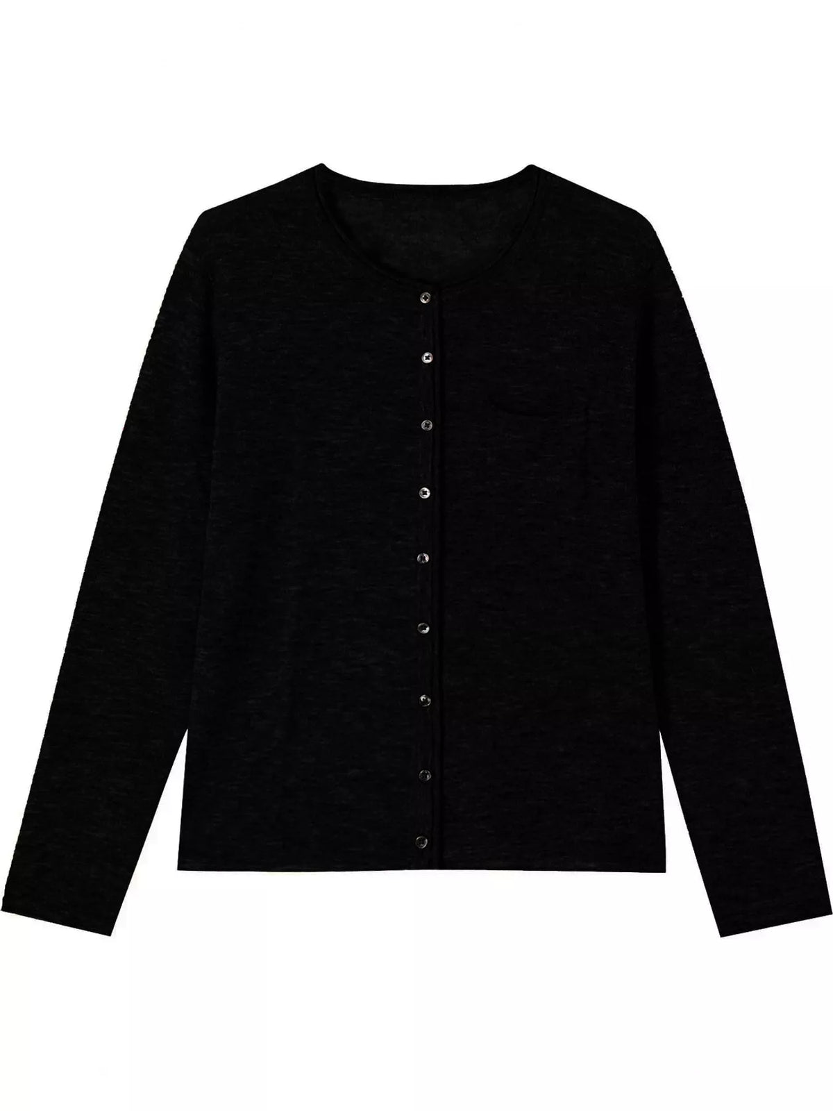 Round neck long sleeve cardigan, product view