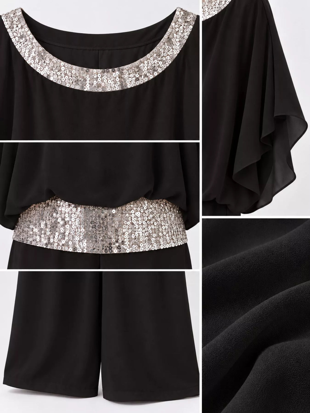 Chiffon Top and Wide-Leg Pants Set — construction details