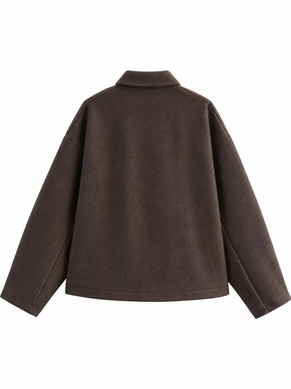 Zip-Up Dropped Shoulder Jacket — back view