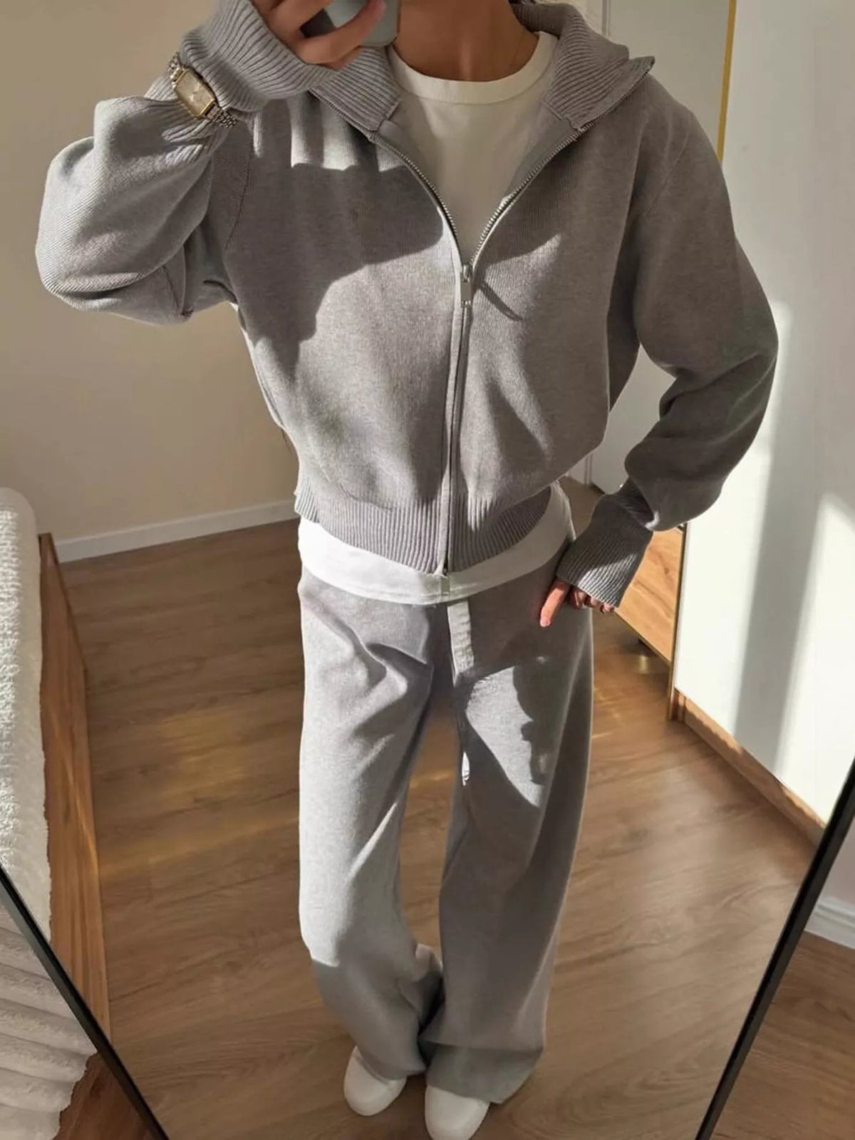 Trendsi Zip-Up Hoodie and Pants Set -
