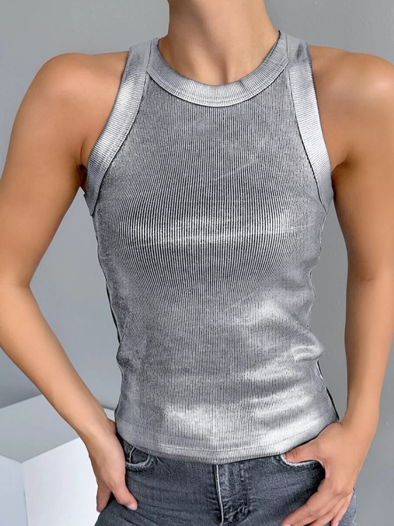 Trendsi Ribbed Racerback Tank Top -