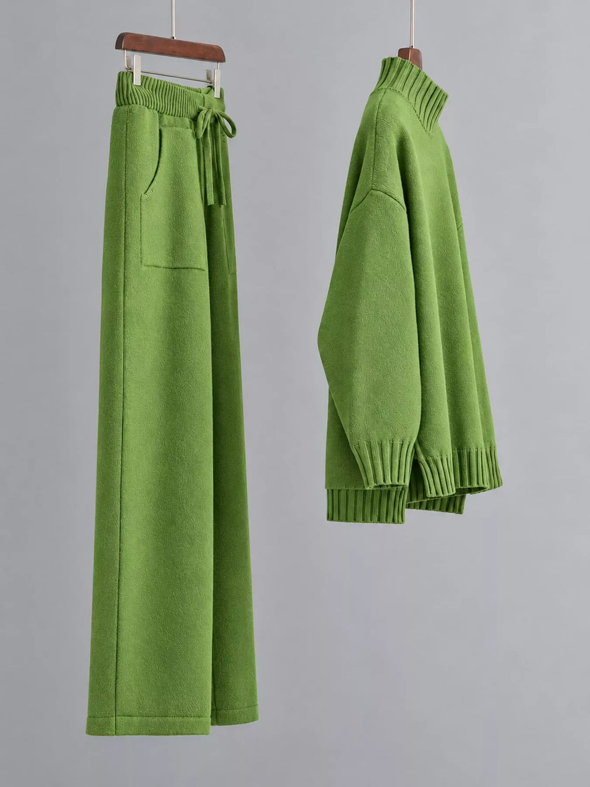Mock Neck Sweater and Wide-Leg Pants Knit Set — side view