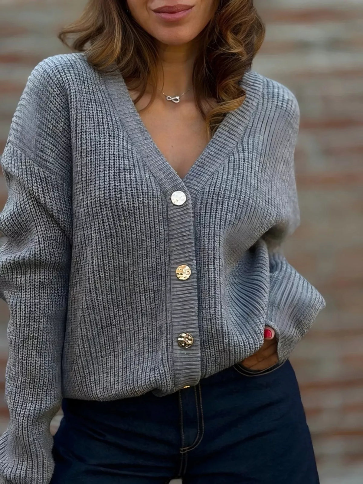 Trendsi Full Size V-Neck Button-Up Cardigan Plus Size -