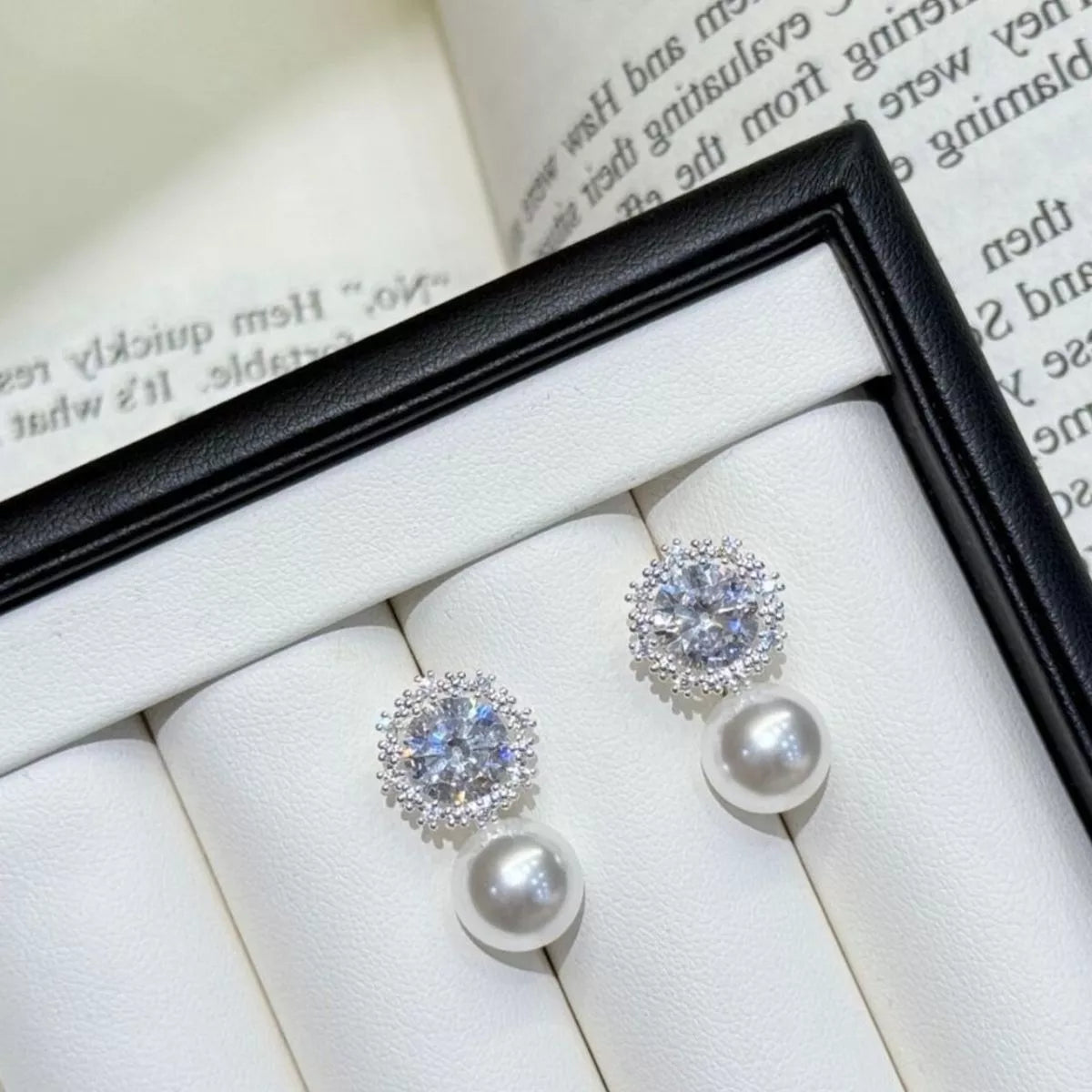 Trendsi Zircon Pearl Drop Earrings -
