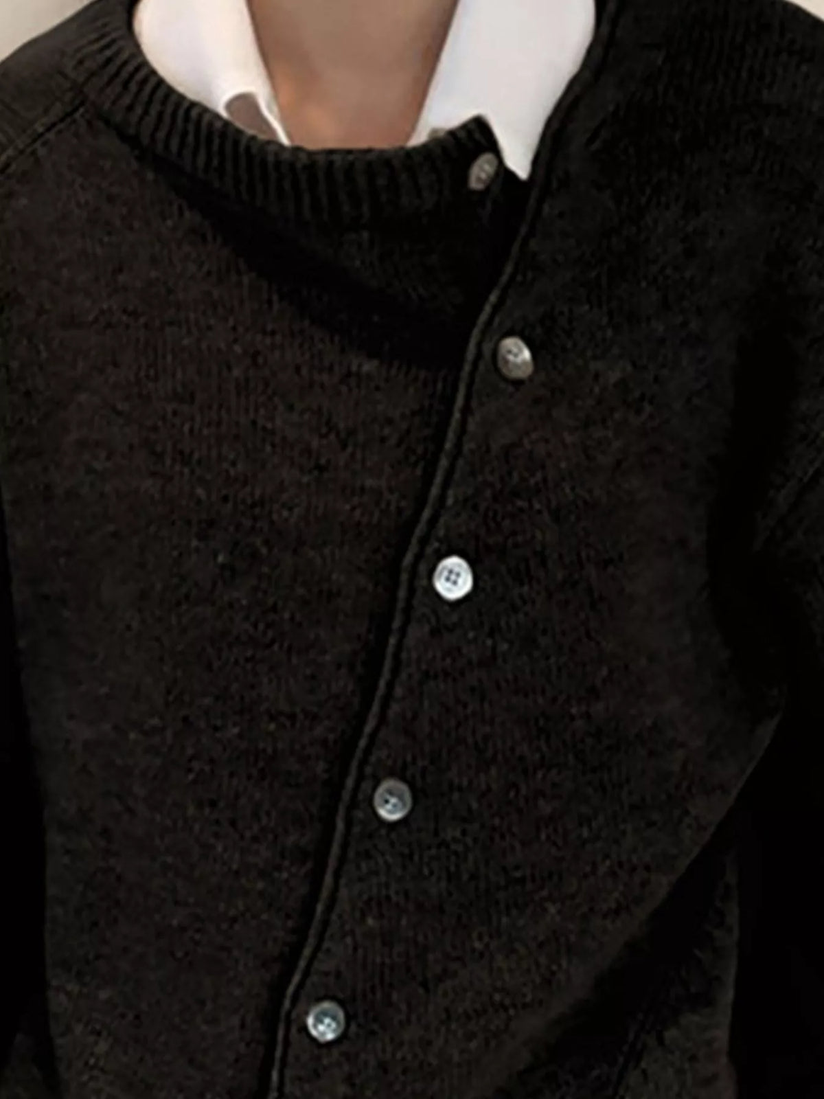 Trendsi Asymmetric Button-Down Sweater -